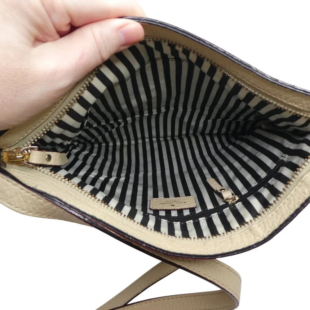 Kate Spade Black‎ Cream Pebbled Leather Crossbody Purse